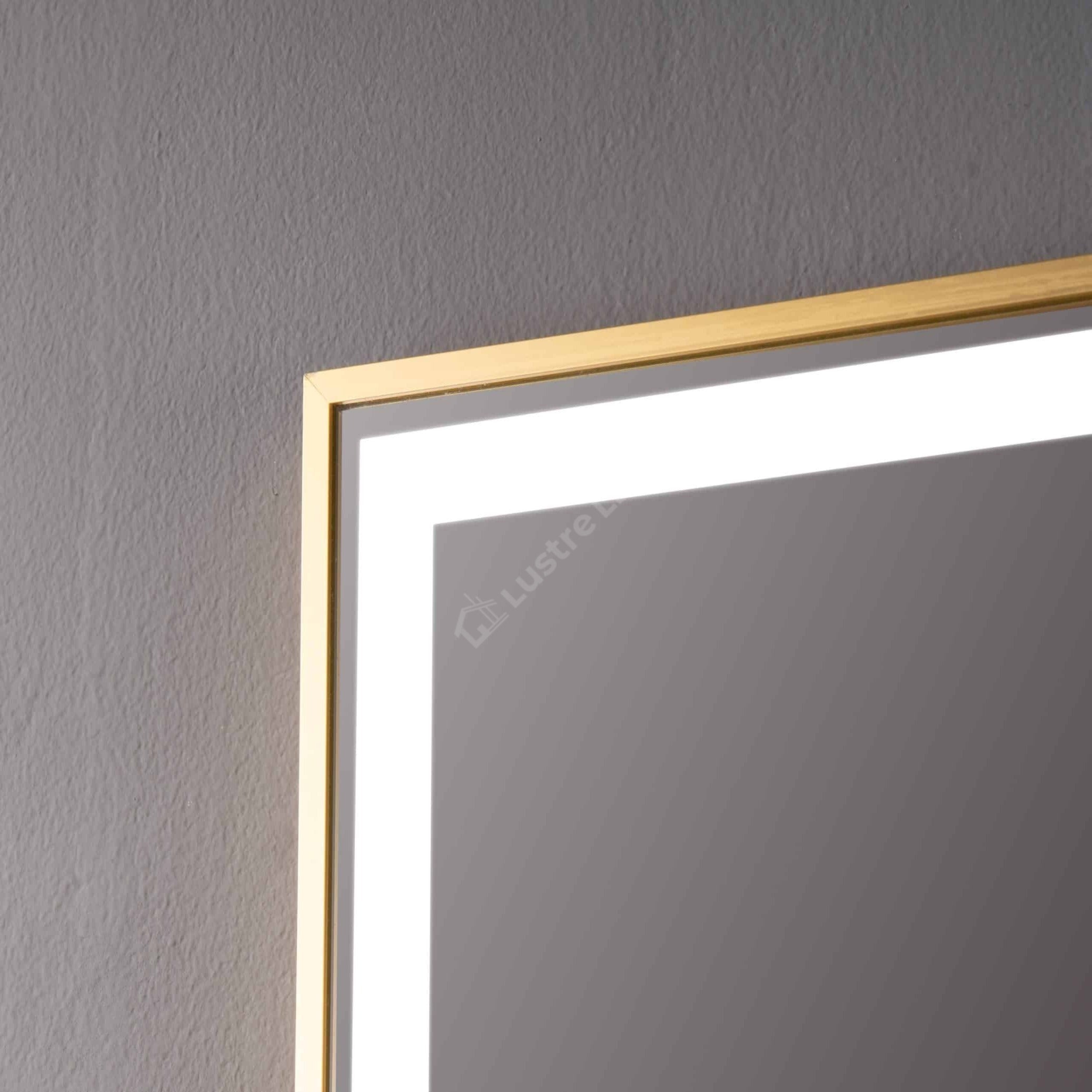 Oglinda LED Nautis Rectangle Gold 80x60CM 3 Lumini Dezaburire si Ceas