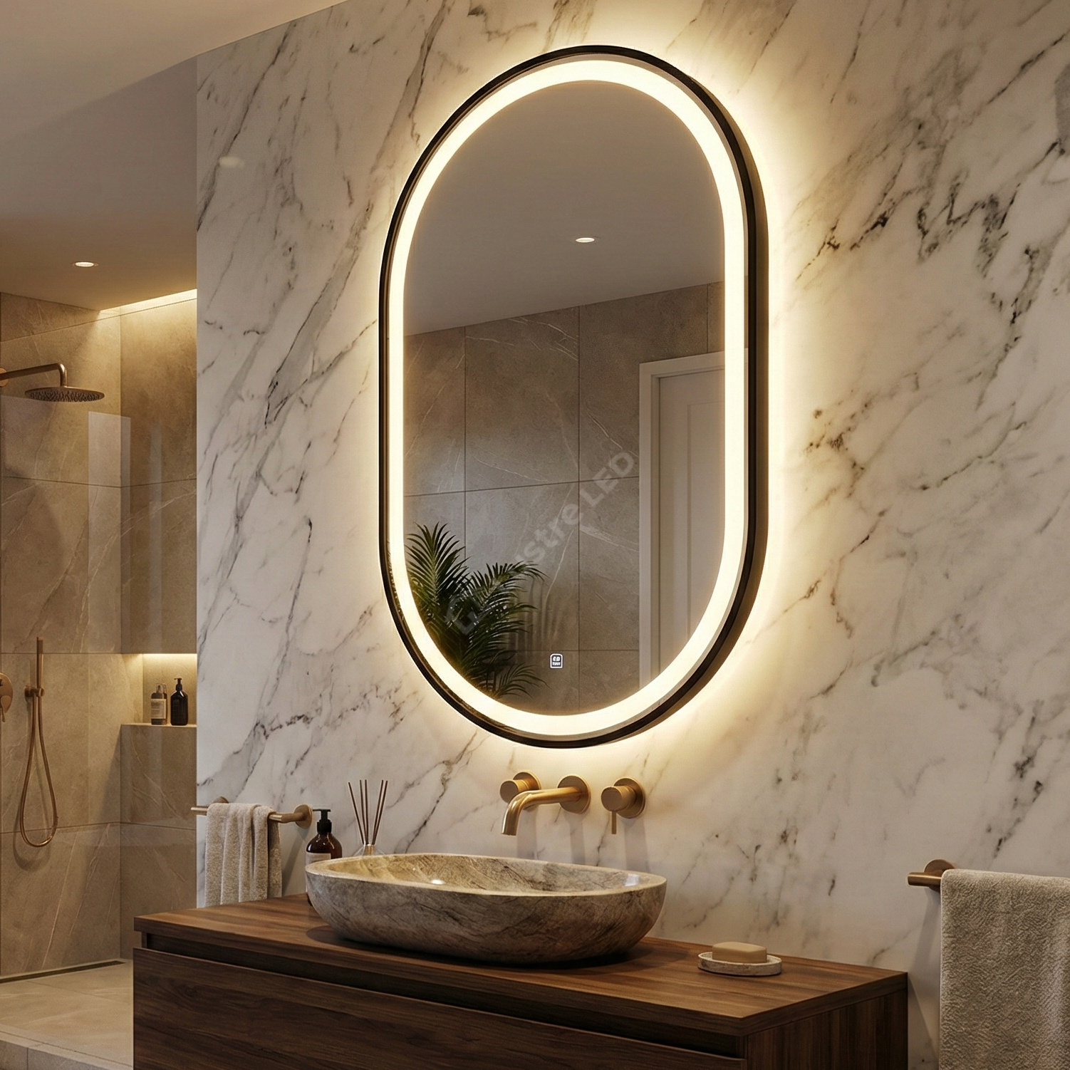 Oglinda LED NEBBIA - 60x80cm Dezaburire si Ceas, Senzor, 3 Lumini