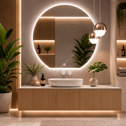 Oglinda LED ORIZO 80x75CM Semi-Rotunda FRAMELESS 3 Lumini Dimabila Touch
