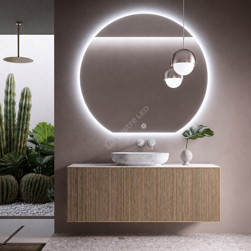 Oglinda LED ORIZO 80x75CM Semi-Rotunda FRAMELESS 3 Lumini Dimabila Touch