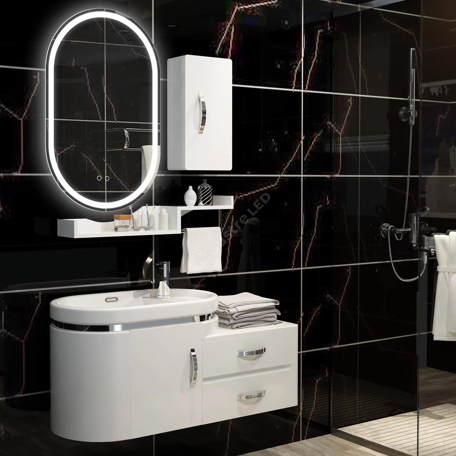 Oglinda Led Ovala Cu Doua Lumini 50X80Cm Functie Dezaburire Si Touch J120 Mirror