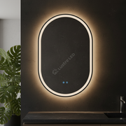 Oglinda LED Ovala 60x90CM, 3 Lumini, Dezaburire, Dimabila, OD061-100-Negru