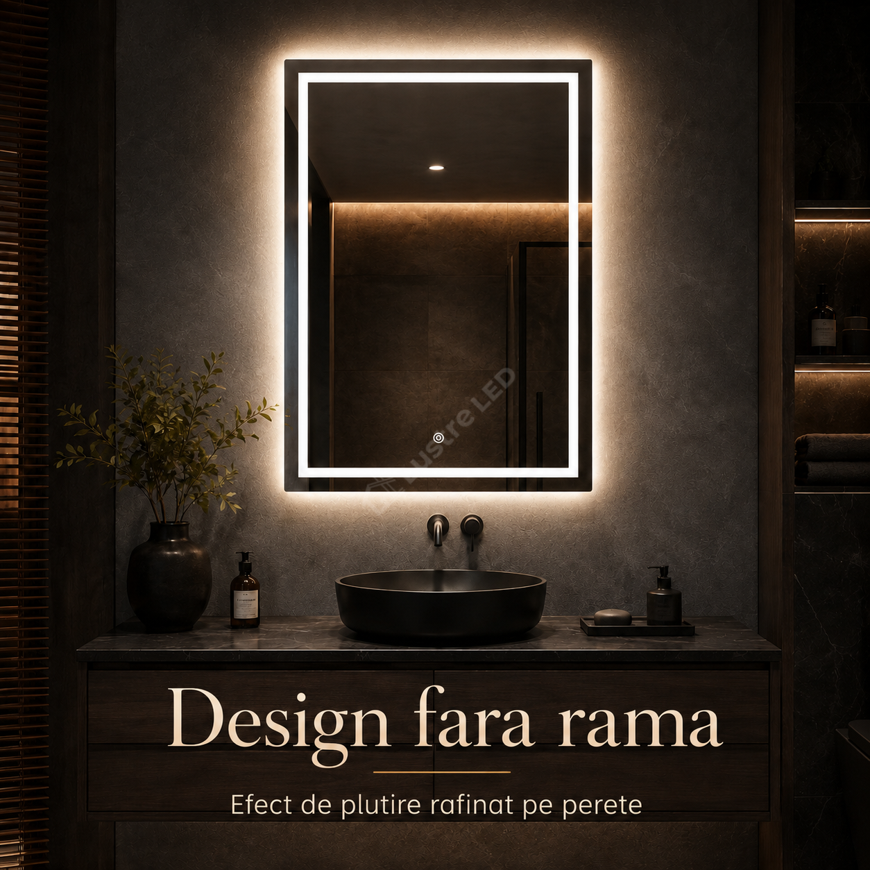 Oglinda LED QUADRO 60x80CM FRAMELESS 3 Lumini Dimabila Touch
