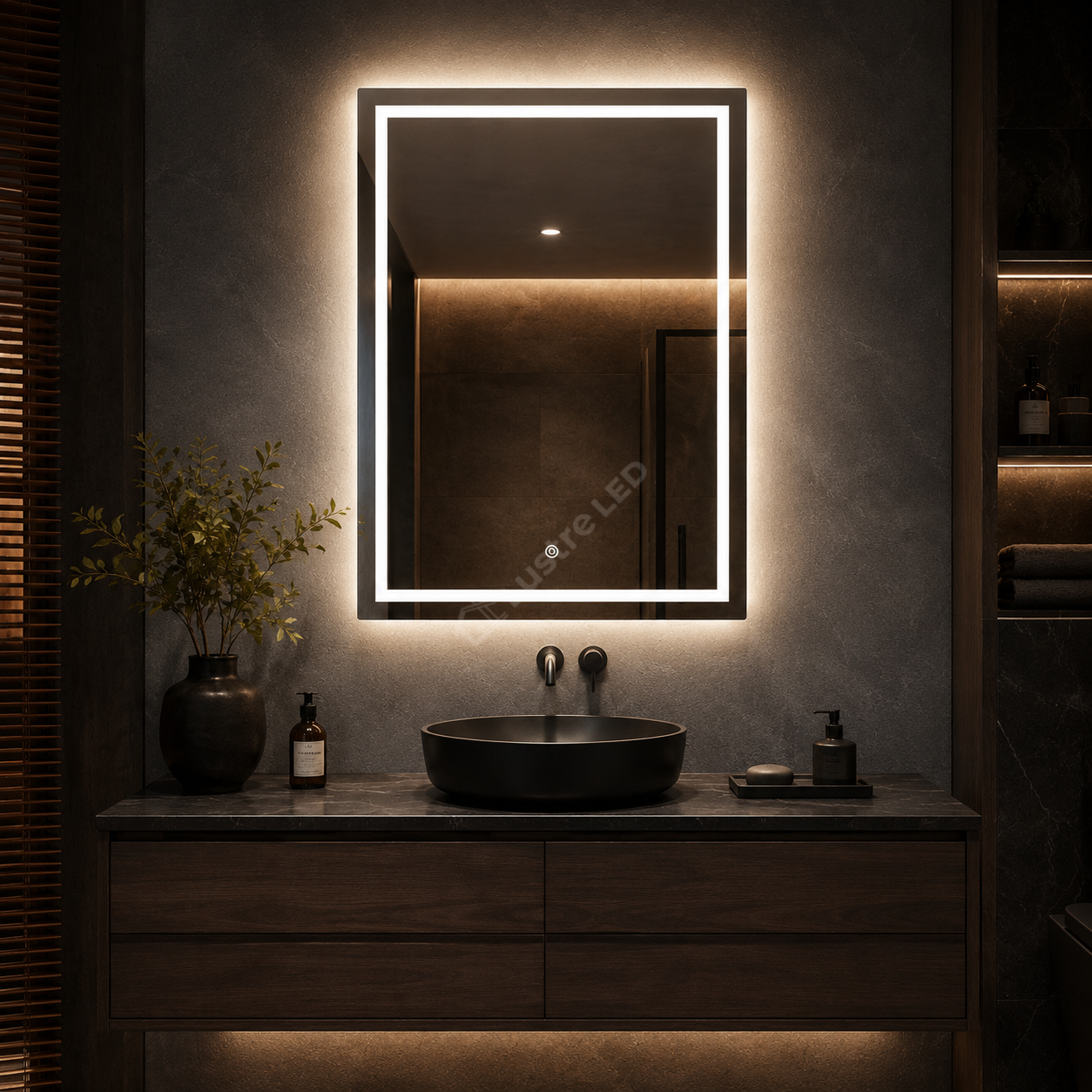 Oglinda LED QUADRO 60x80CM FRAMELESS 3 Lumini Dimabila Touch