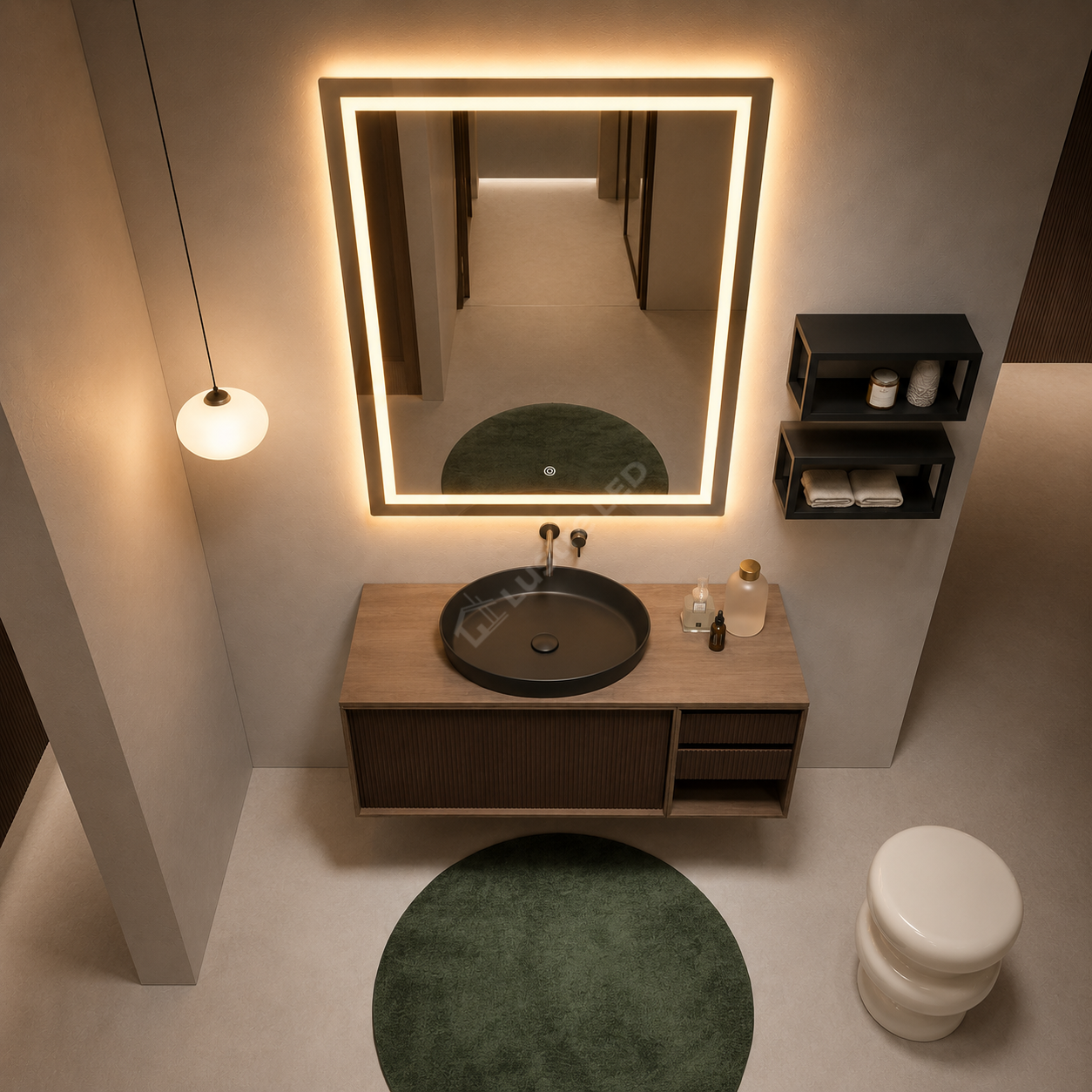 Oglinda LED QUADRO 60x80CM FRAMELESS 3 Lumini Dimabila Touch
