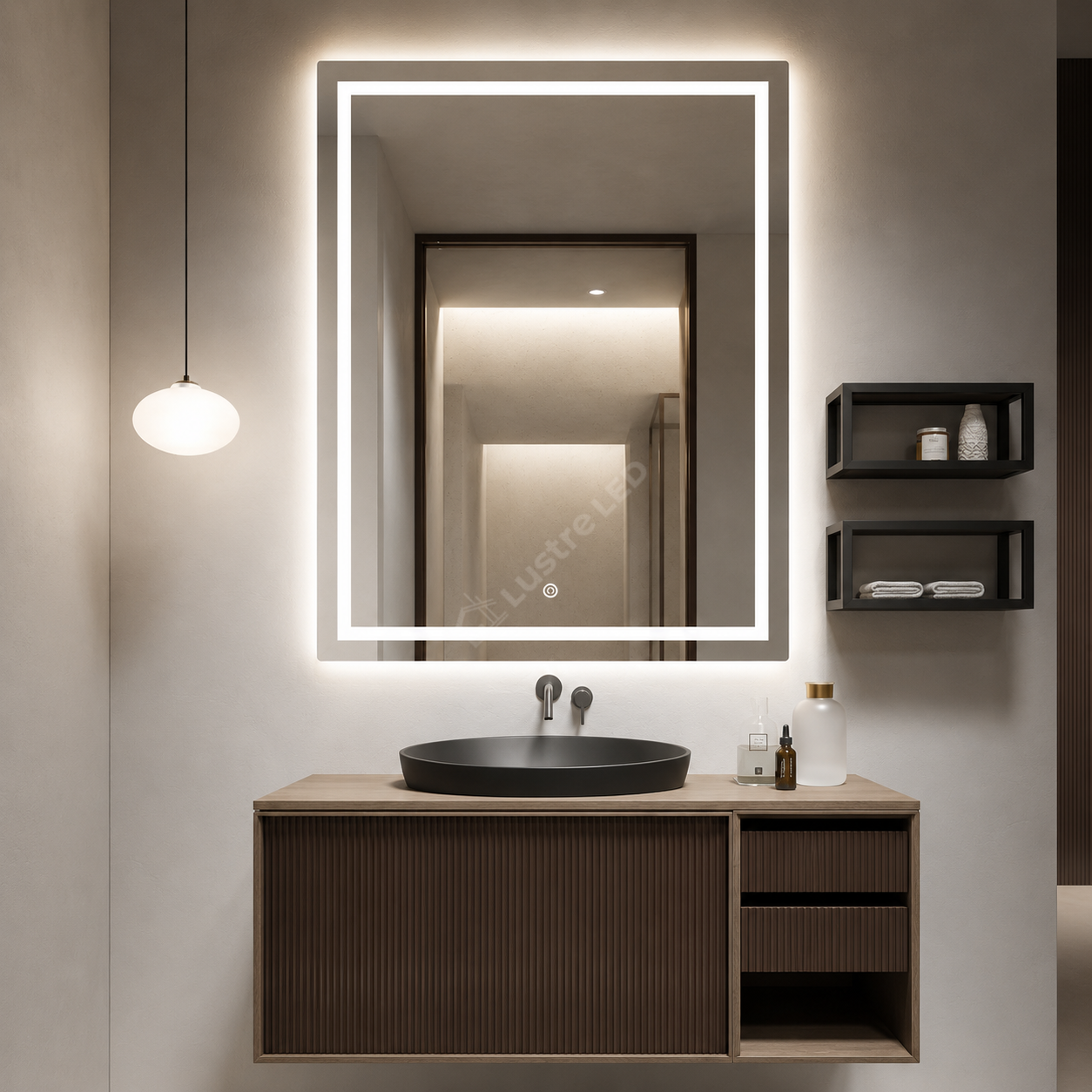 Oglinda LED QUADRO 60x80CM FRAMELESS 3 Lumini Dimabila Touch