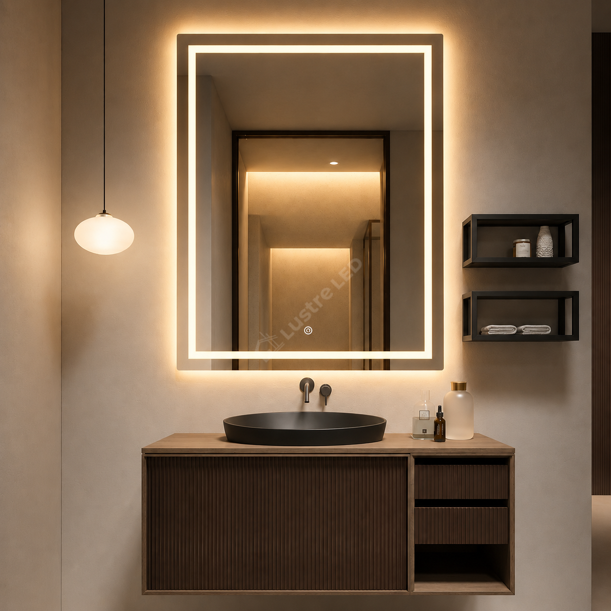 Oglinda LED QUADRO 60x80CM FRAMELESS 3 Lumini Dimabila Touch