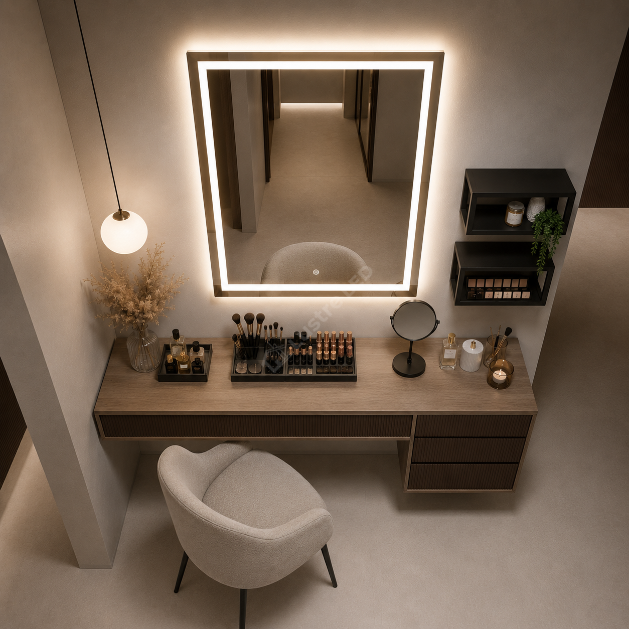 Oglinda LED QUADRO 60x80CM FRAMELESS 3 Lumini Dimabila Touch