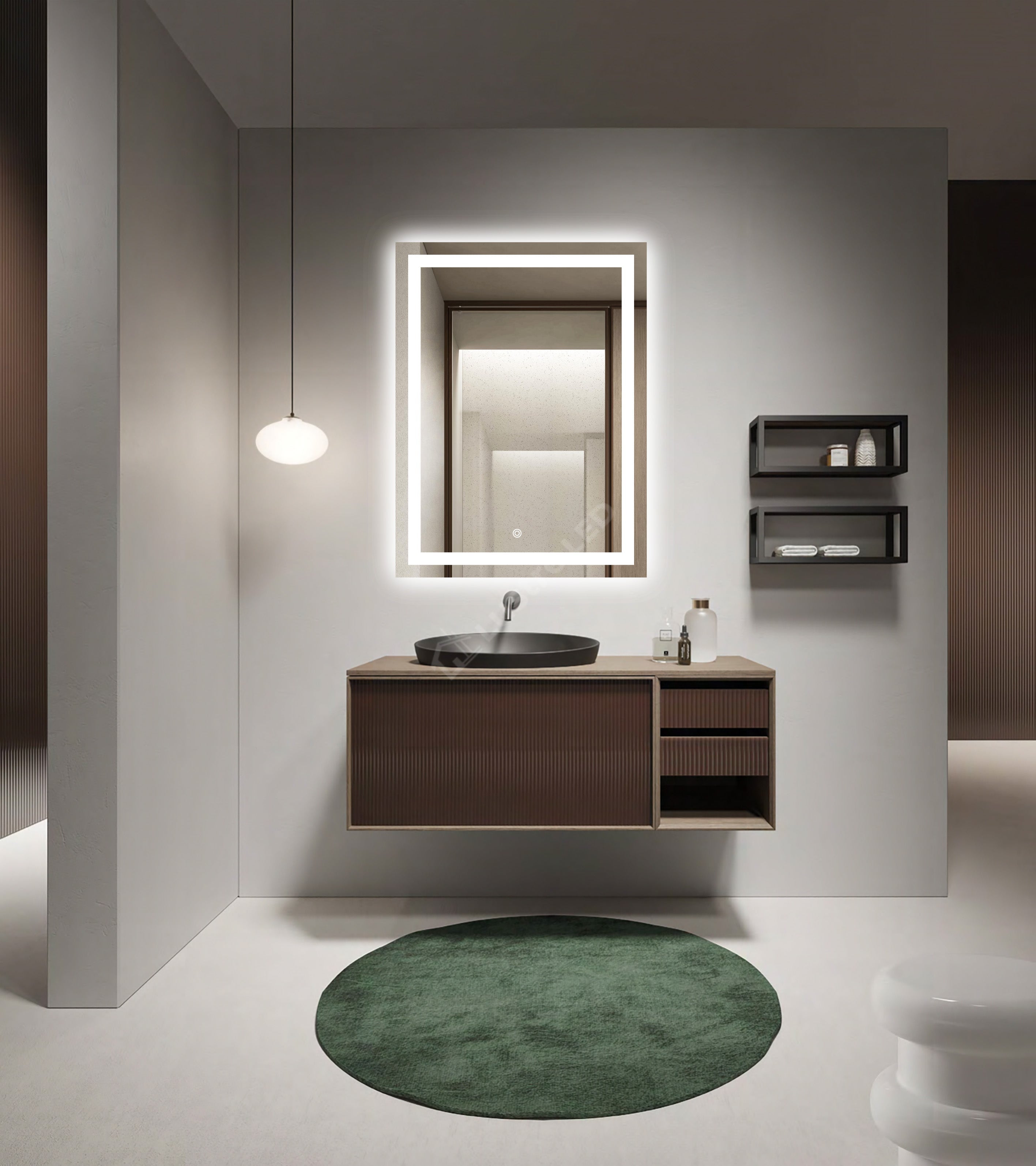 Oglinda LED QUADRO 60x80CM FRAMELESS 3 Lumini Dimabila Touch