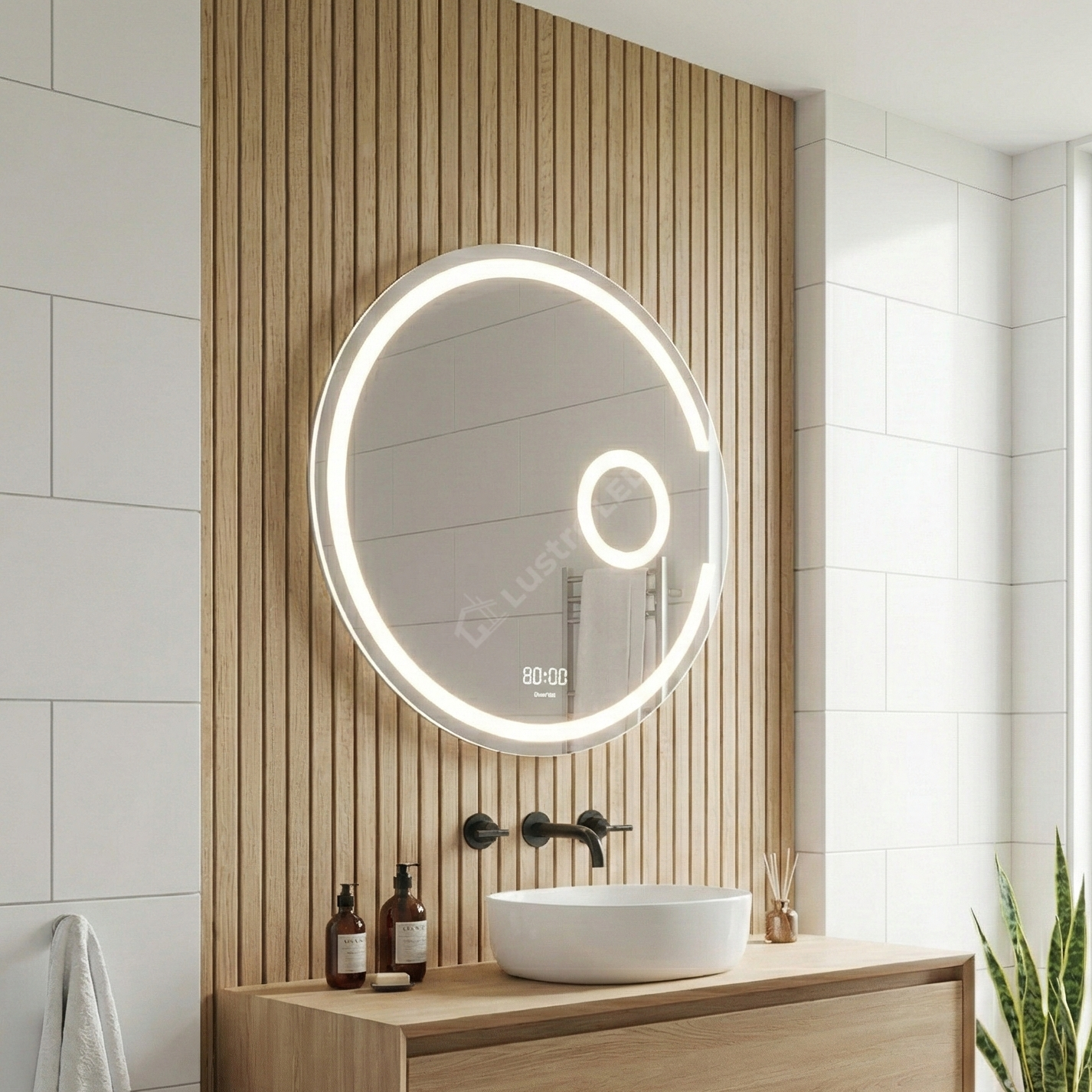 Oglinda LED RIFLESSO 70CM Functie Dezaburire, Lupa Cosmetica, Senzor, 3 Lumini