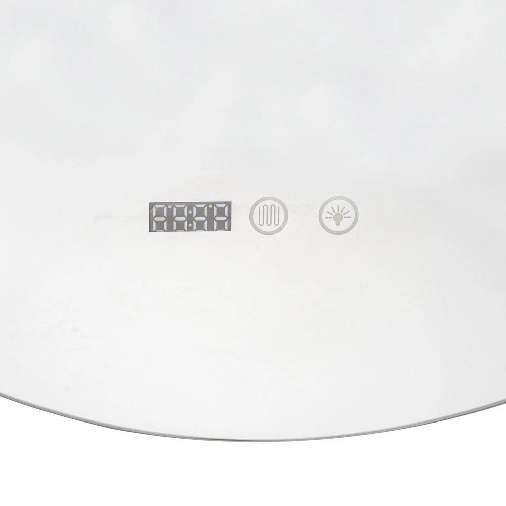 Oglinda LED Rotunda 70cm Dimabila cu Touch, 3 Lumini si Ceas