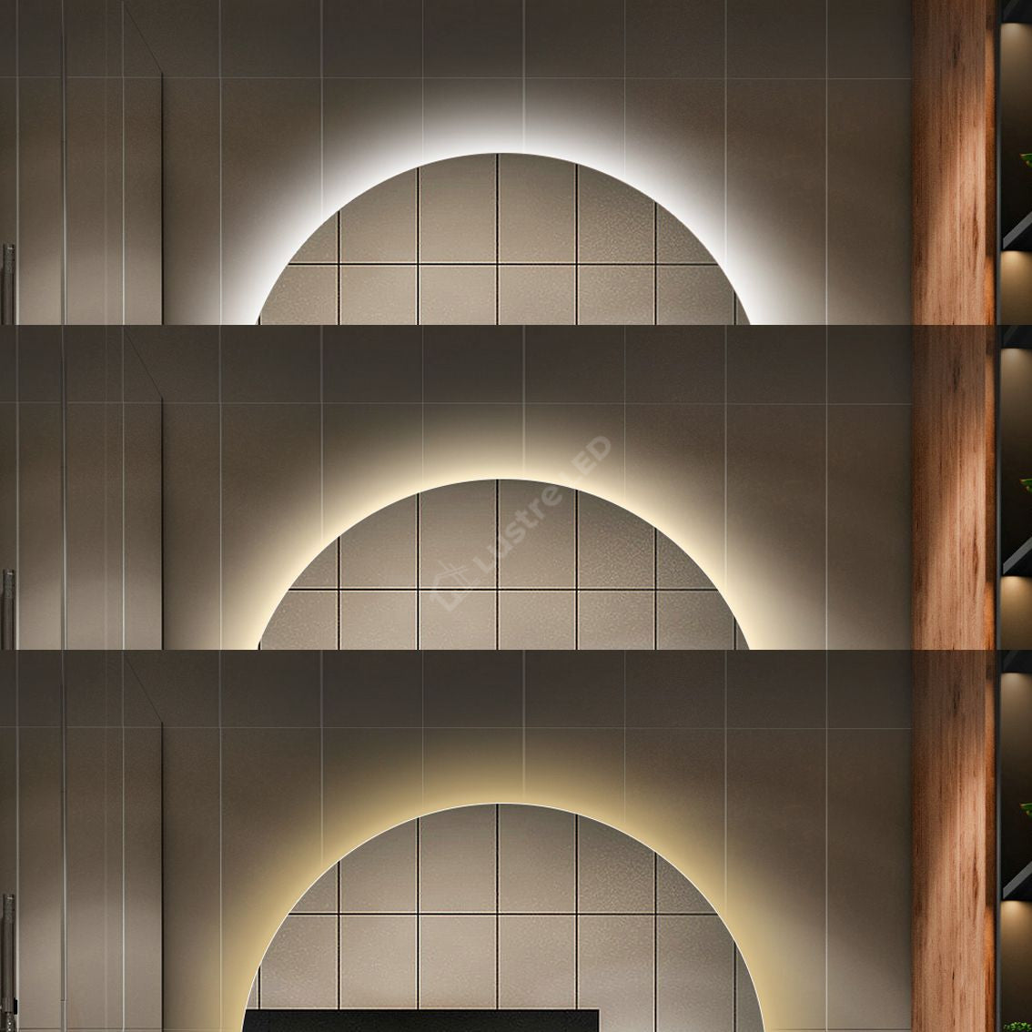 Oglinda Led Rotunda 90Cm Functie Dezaburire Touch Doua Lumini Si Ceas J170 Mirror