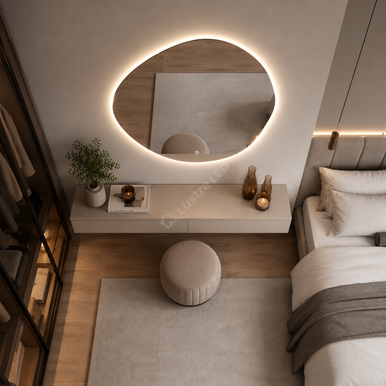 Oglinda LED SASSO 80x80CM FRAMELESS 3 Lumini Dimabila Touch