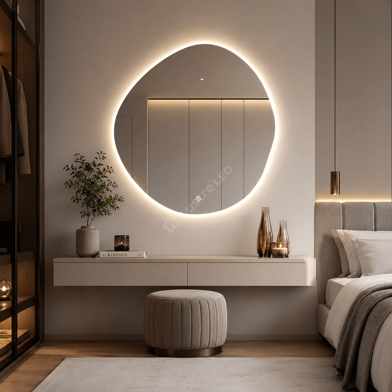 Oglinda LED SASSO 80x80CM FRAMELESS 3 Lumini Dimabila Touch