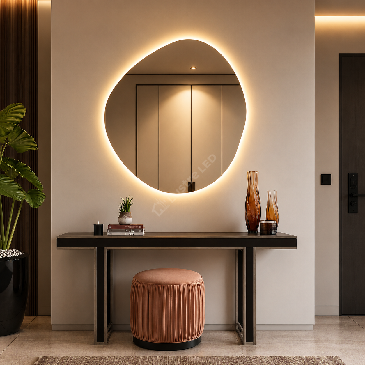 Oglinda LED SASSO 80x80CM FRAMELESS 3 Lumini Dimabila Touch