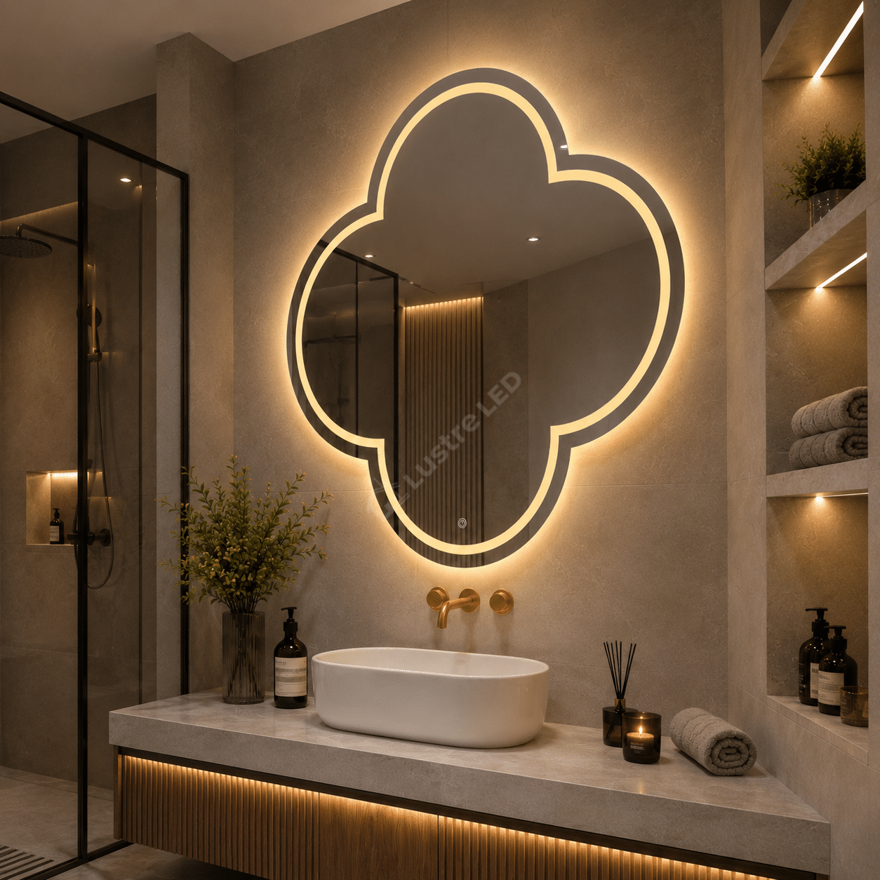 Oglinda LED Sero 70x70CM 3 Lumini Dezaburire si Touch