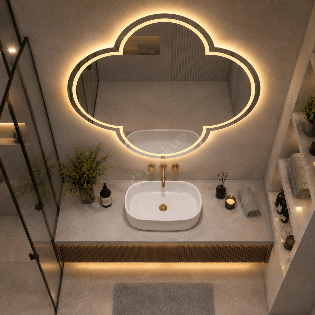 Oglinda LED Sero 70x70CM 3 Lumini Dezaburire si Touch
