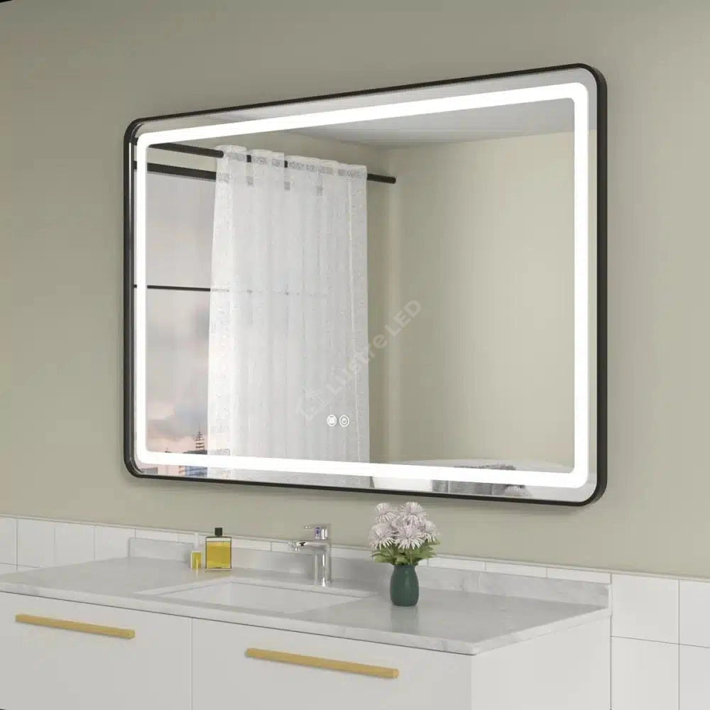 Oglinda LED Small Zed Rectangle Black 100x80CM 3 Lumini Dezaburire si Touch