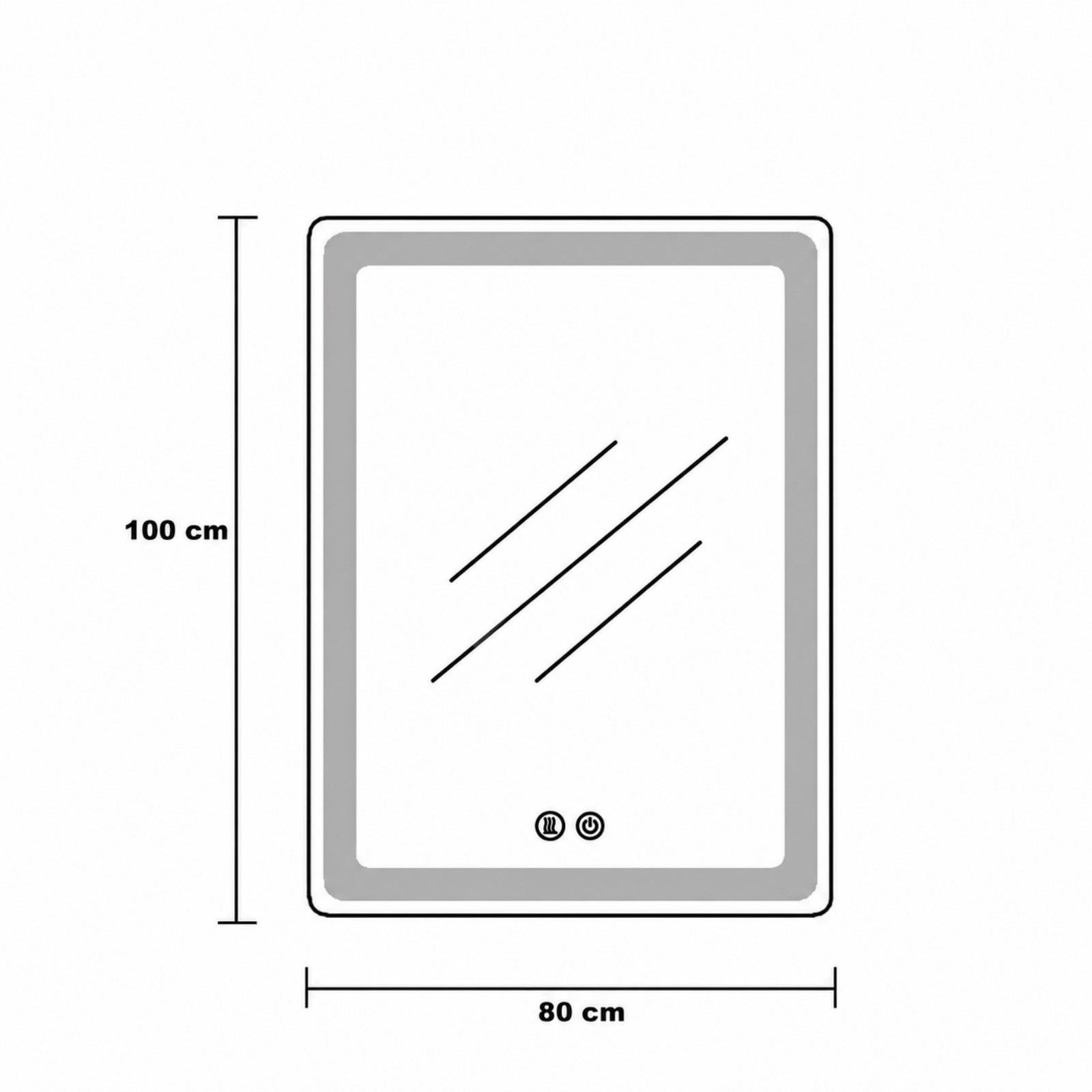 Oglinda LED Tero 2 FRAMELESS Dimabila 80x100CM 3 Lumini Dezaburire si Touch