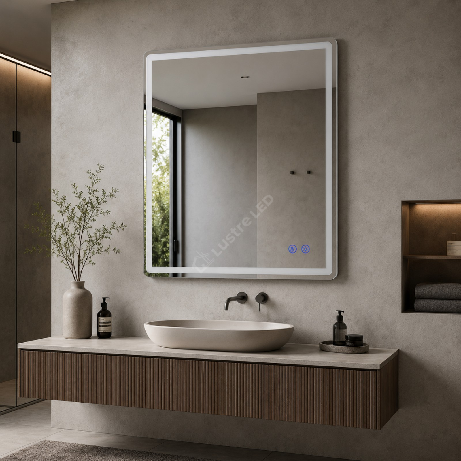 Oglinda LED Tero 2 FRAMELESS Dimabila 80x100CM 3 Lumini Dezaburire si Touch