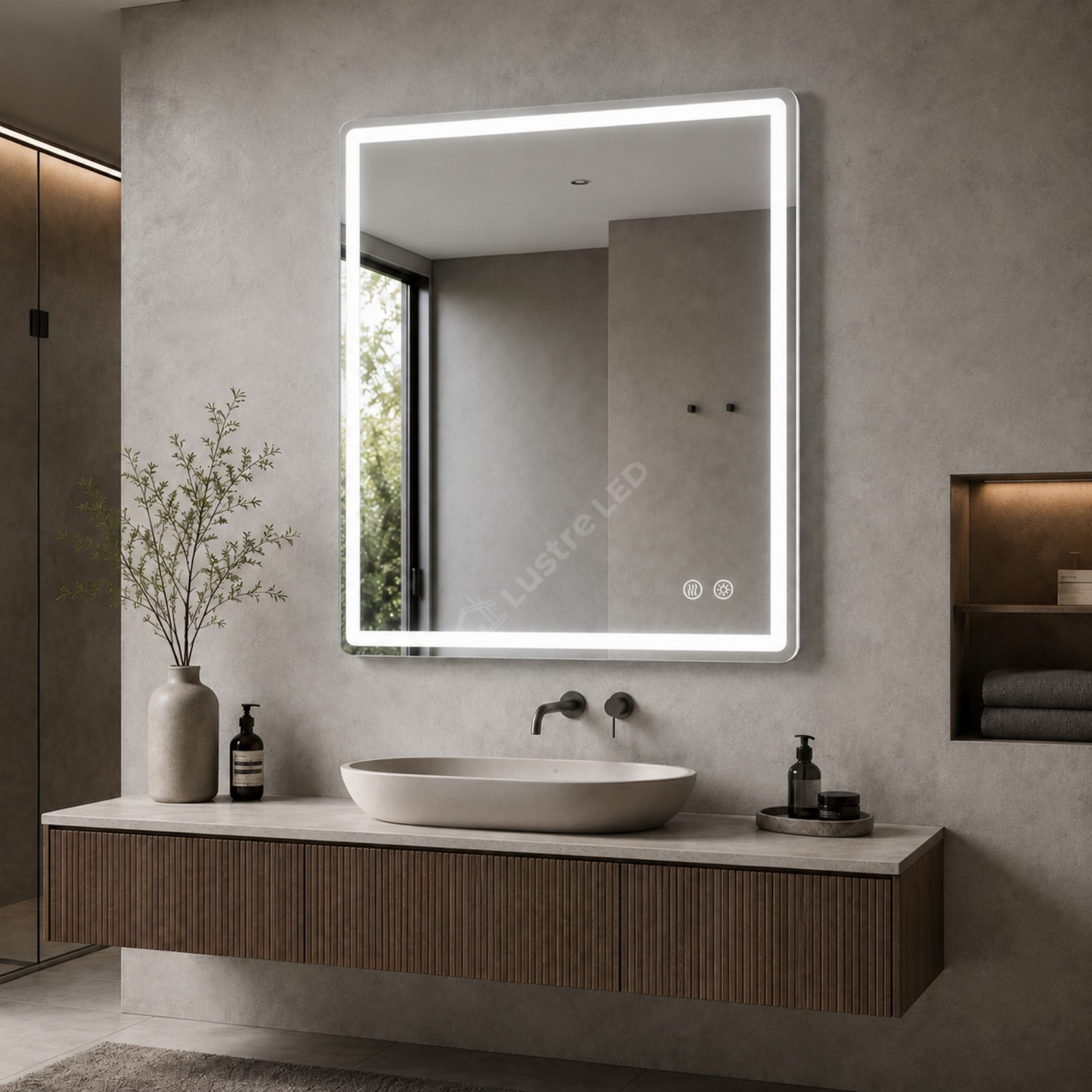 Oglinda LED Tero 2 FRAMELESS Dimabila 80x100CM 3 Lumini Dezaburire si Touch