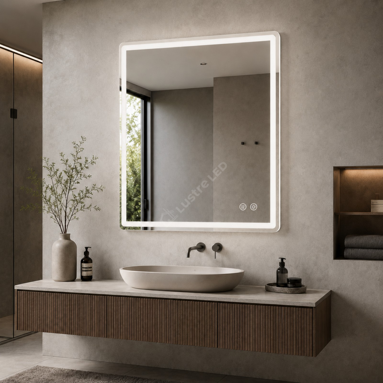 Oglinda LED Tero 2 FRAMELESS Dimabila 80x100CM 3 Lumini Dezaburire si Touch