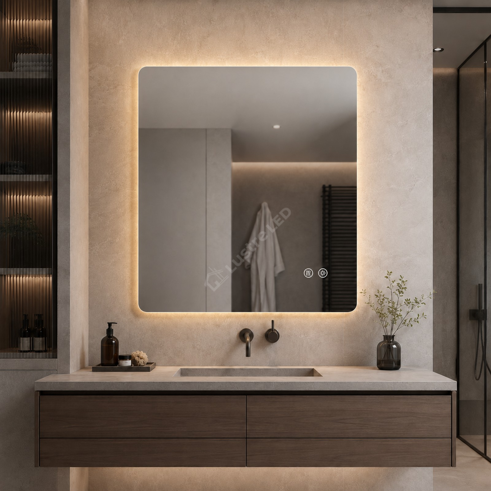 Oglinda LED Tero FRAMELESS Dimabila 80x100CM 3 Lumini Dezaburire si Touch