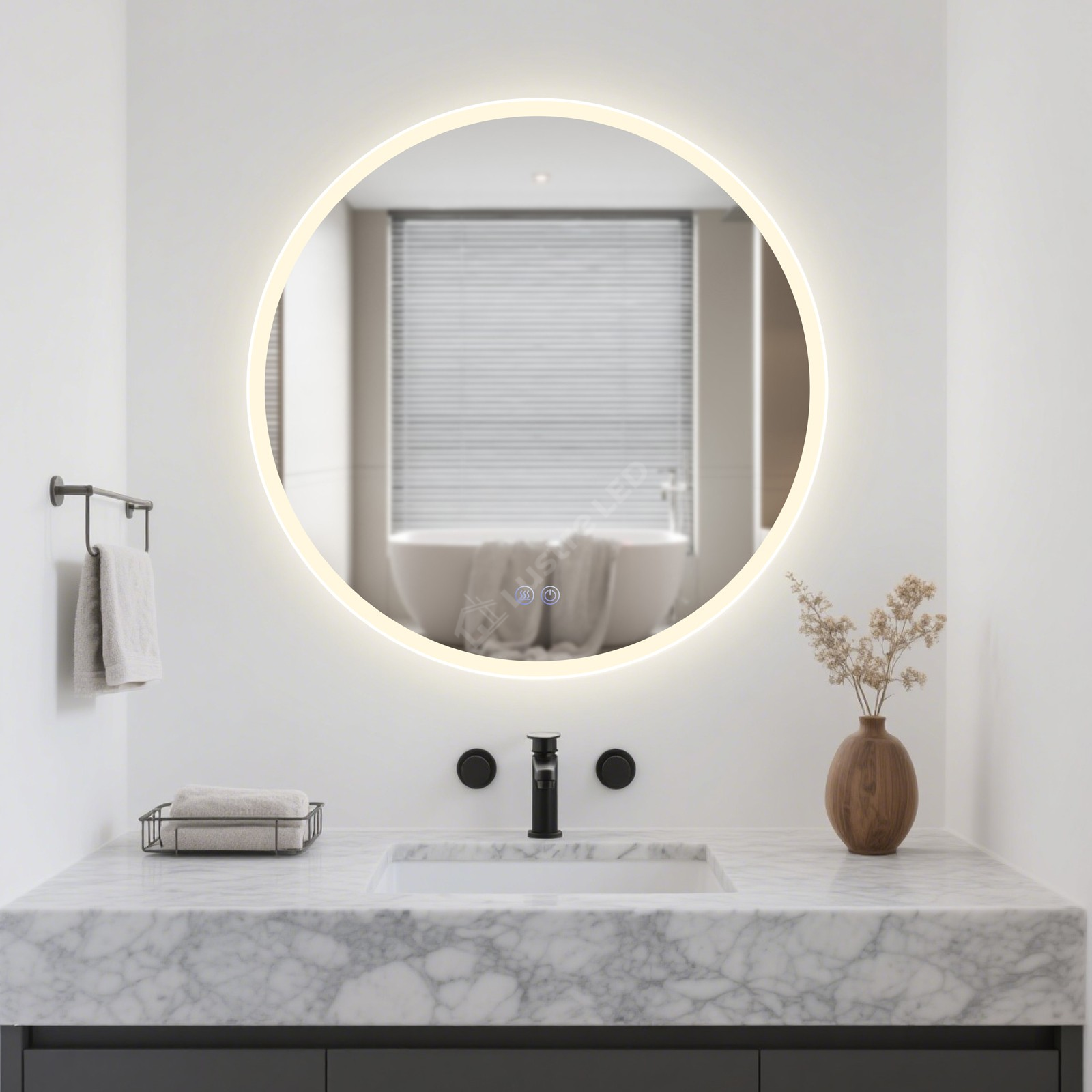 Oglinda LED Tero FRAMELESS Round Dimabila Ø100CM 3 Lumini Dezaburire si Touch