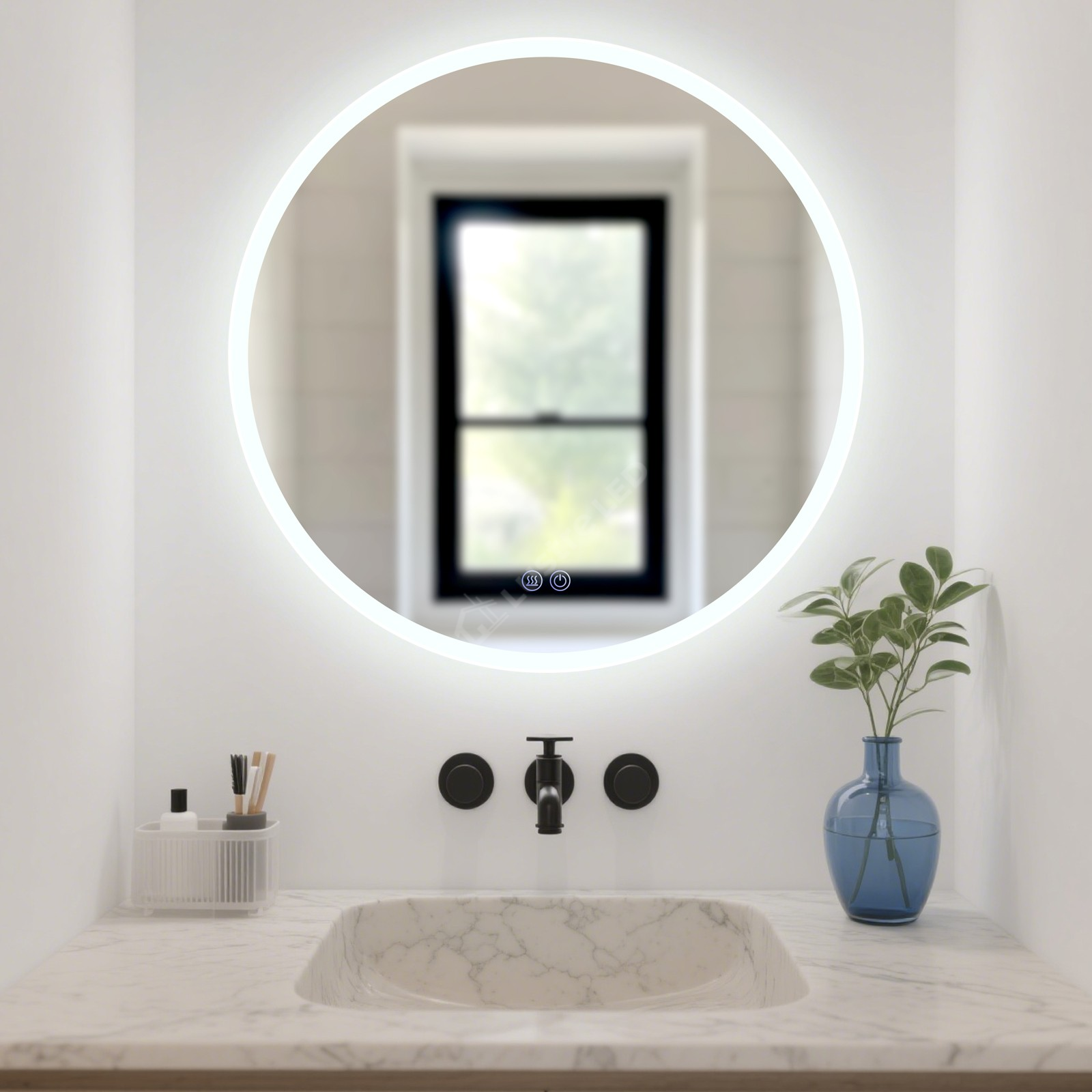 Oglinda LED Tero FRAMELESS Round Dimabila Ø100CM 3 Lumini Dezaburire si Touch