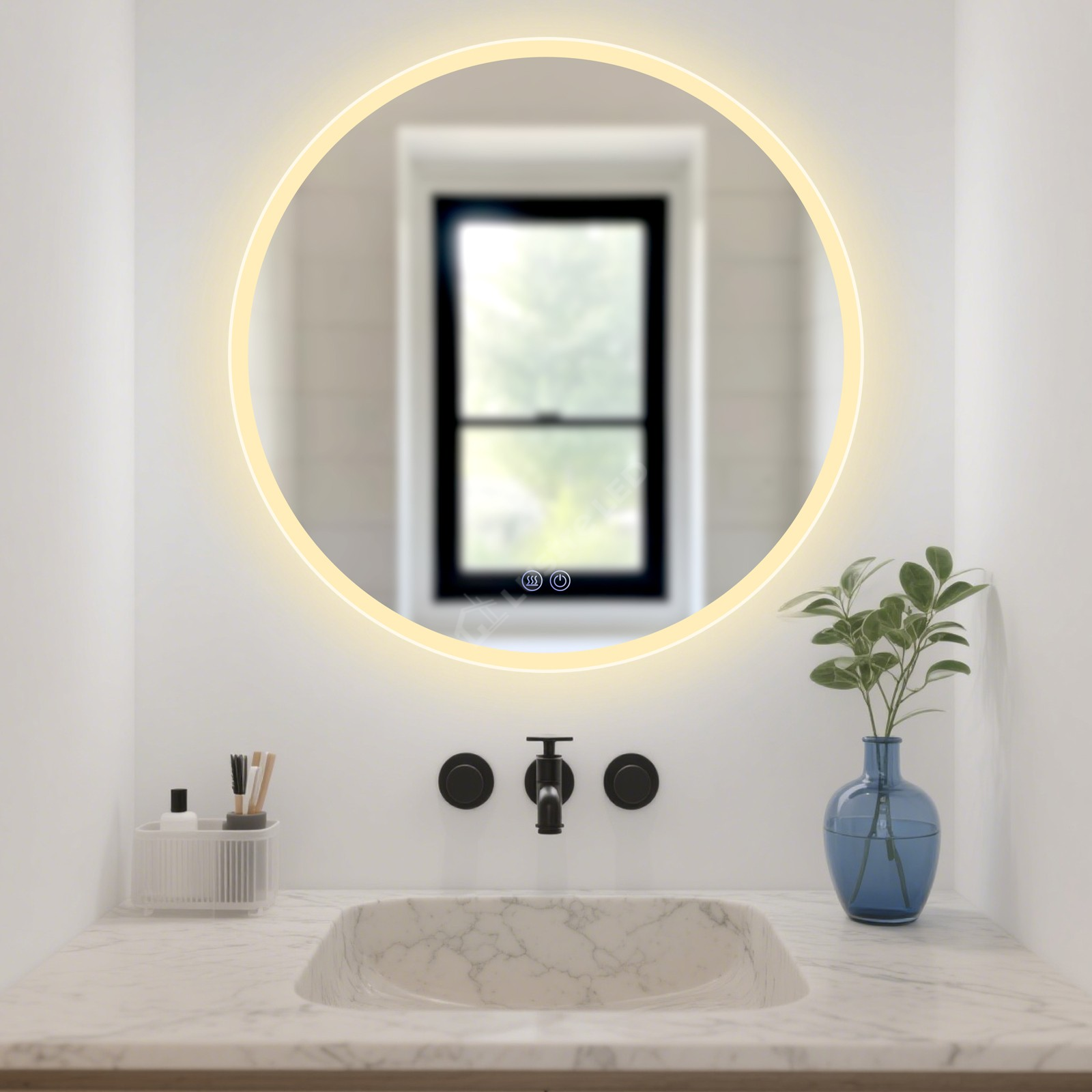 Oglinda LED Tero FRAMELESS Round Dimabila Ø100CM 3 Lumini Dezaburire si Touch