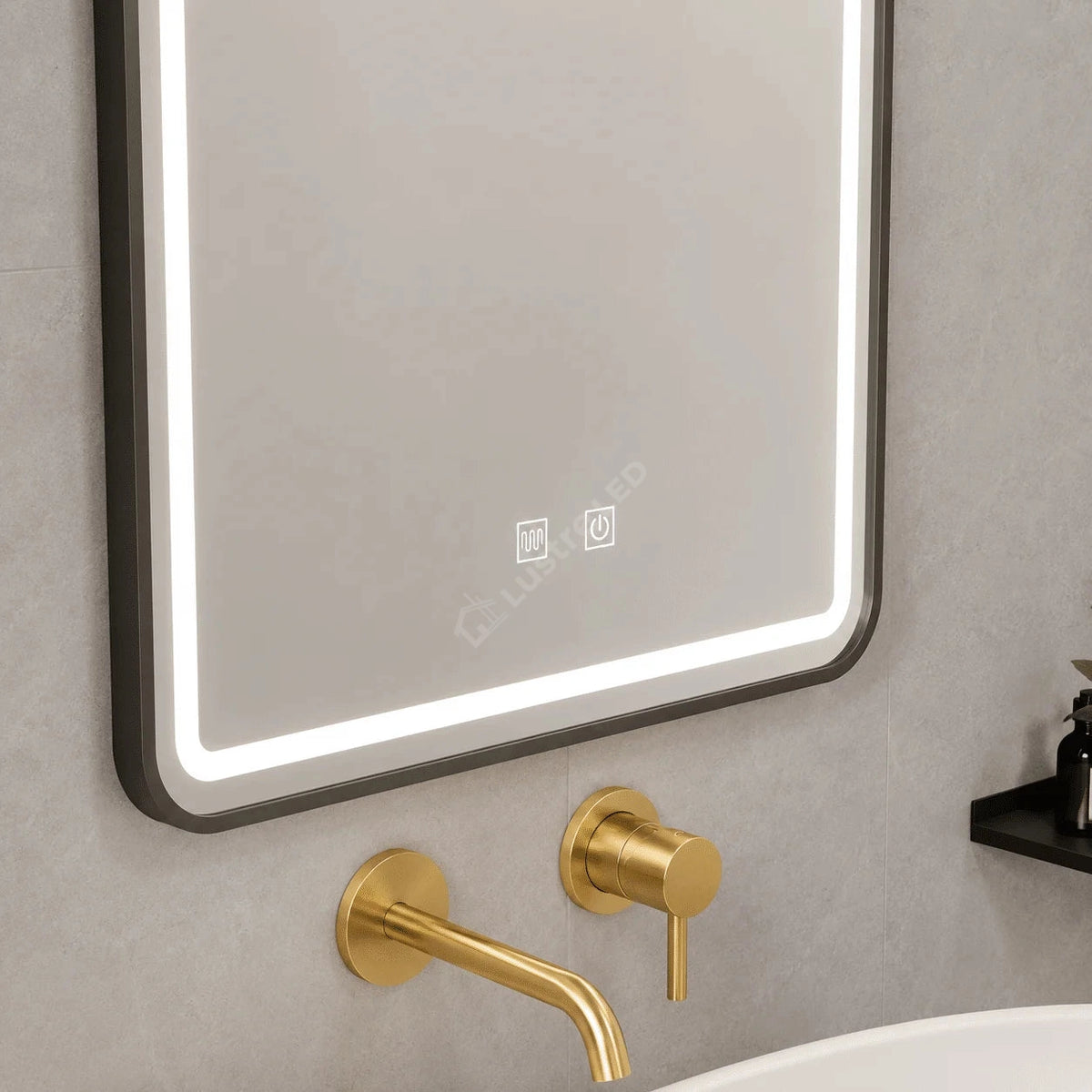Oglinda LED Torno Rectangle Black 3 Lumini Dezaburire si Touch