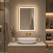 Oglinda LED Tron Rectangle Gold 60x80CM 3 Lumini Dezaburire si Touch