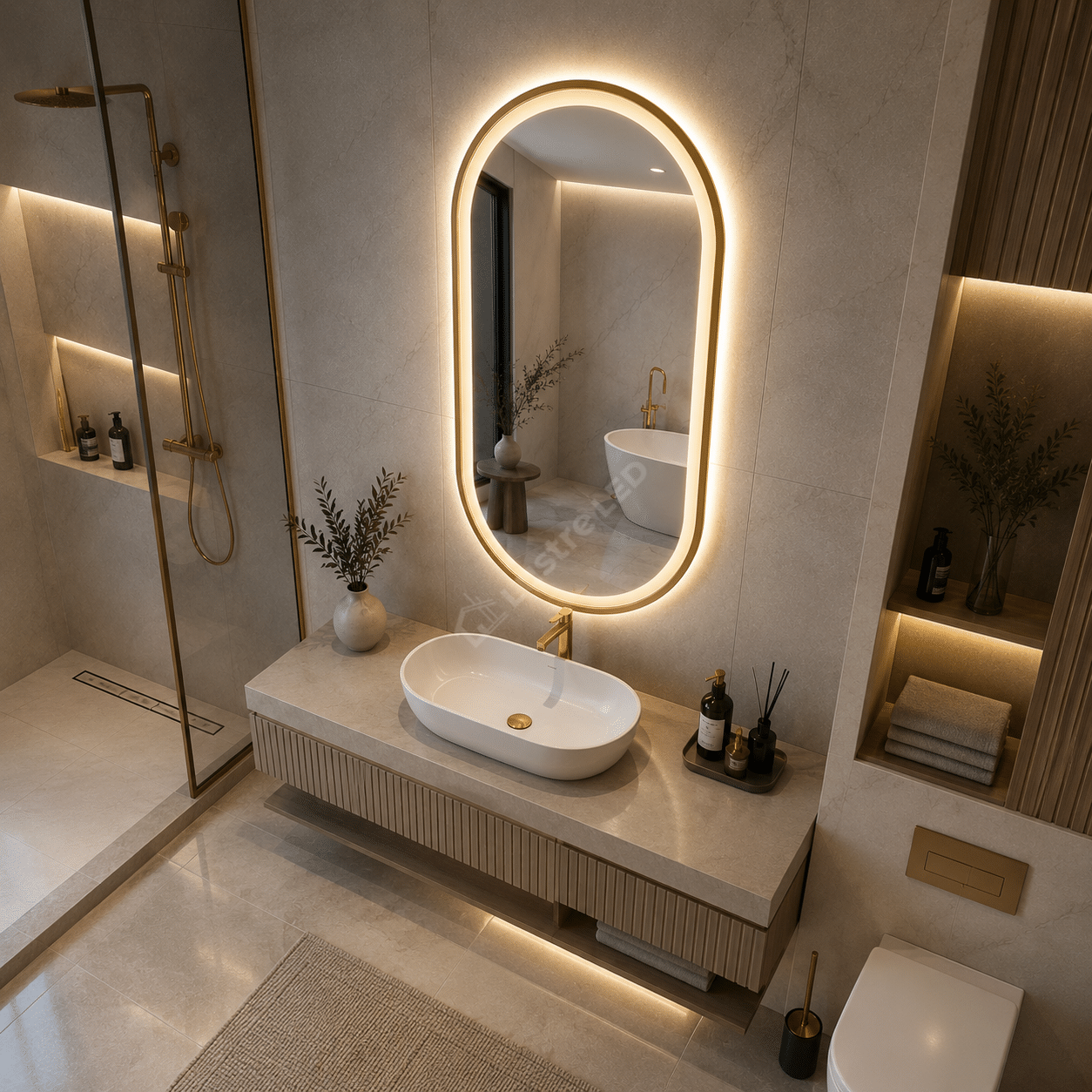 Oglinda LED Veko Gold 50x100CM 3 Lumini Dezaburire si Touch