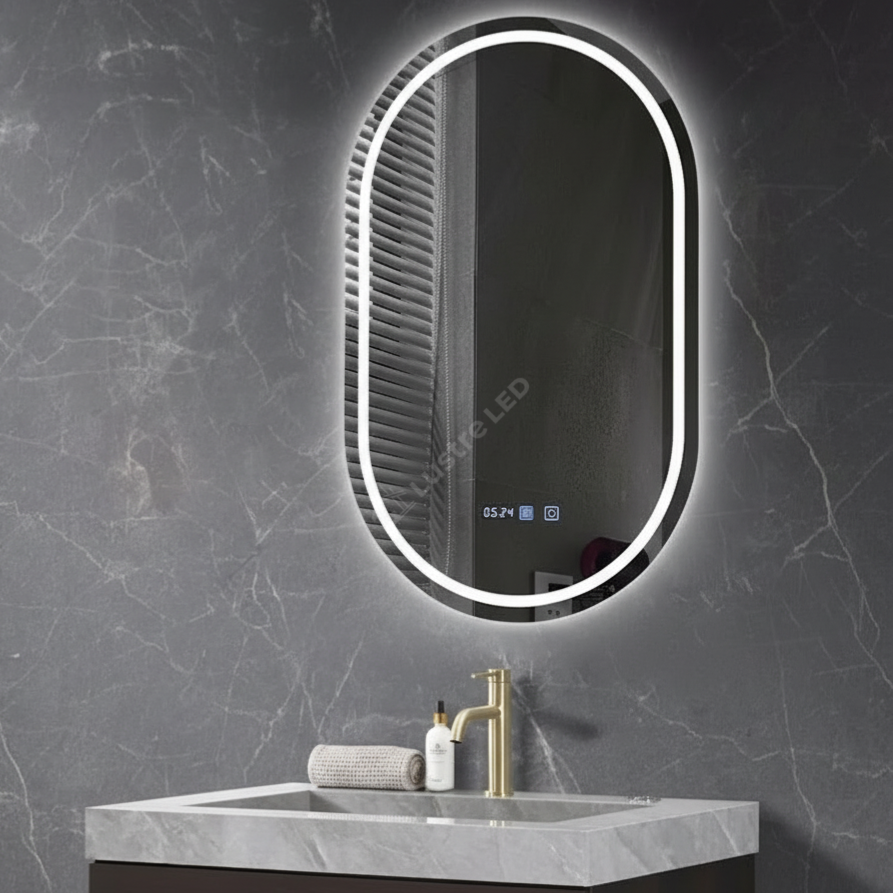 Oglinda LED VIONNA 50x90CM Functie Dezaburire, Ceas, Touch, 3 Lumini