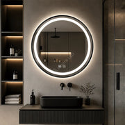 Oglinda LED Wesley Round Black 3 Lumini Dezaburire si Touch