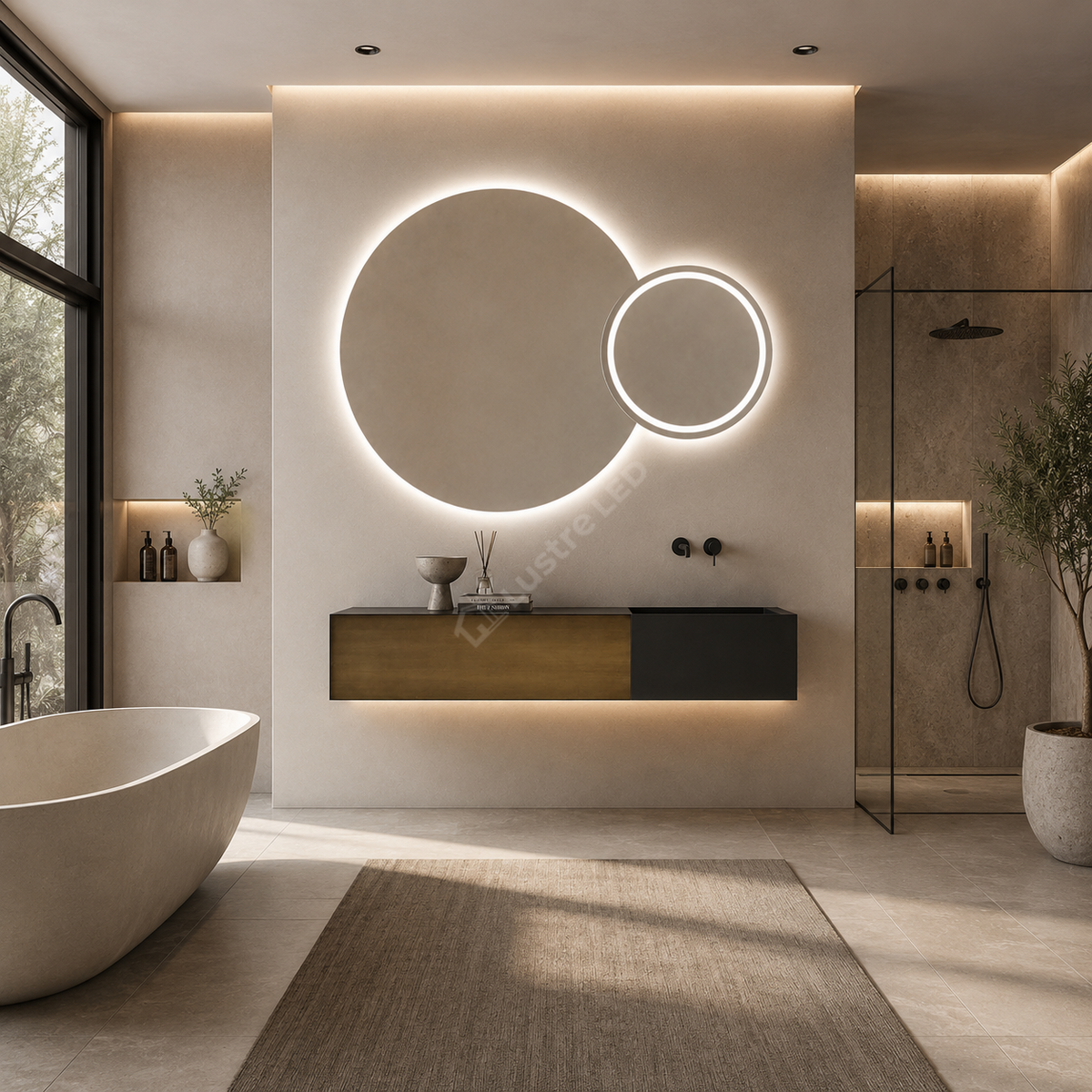 Oglinda LED Ydo Round Frameless 120x80x60CM 3 Lumini Dimabila si Touch
