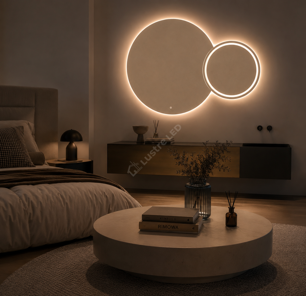 Oglinda LED Ydo Round Frameless 120x80x60CM 3 Lumini Dimabila si Touch