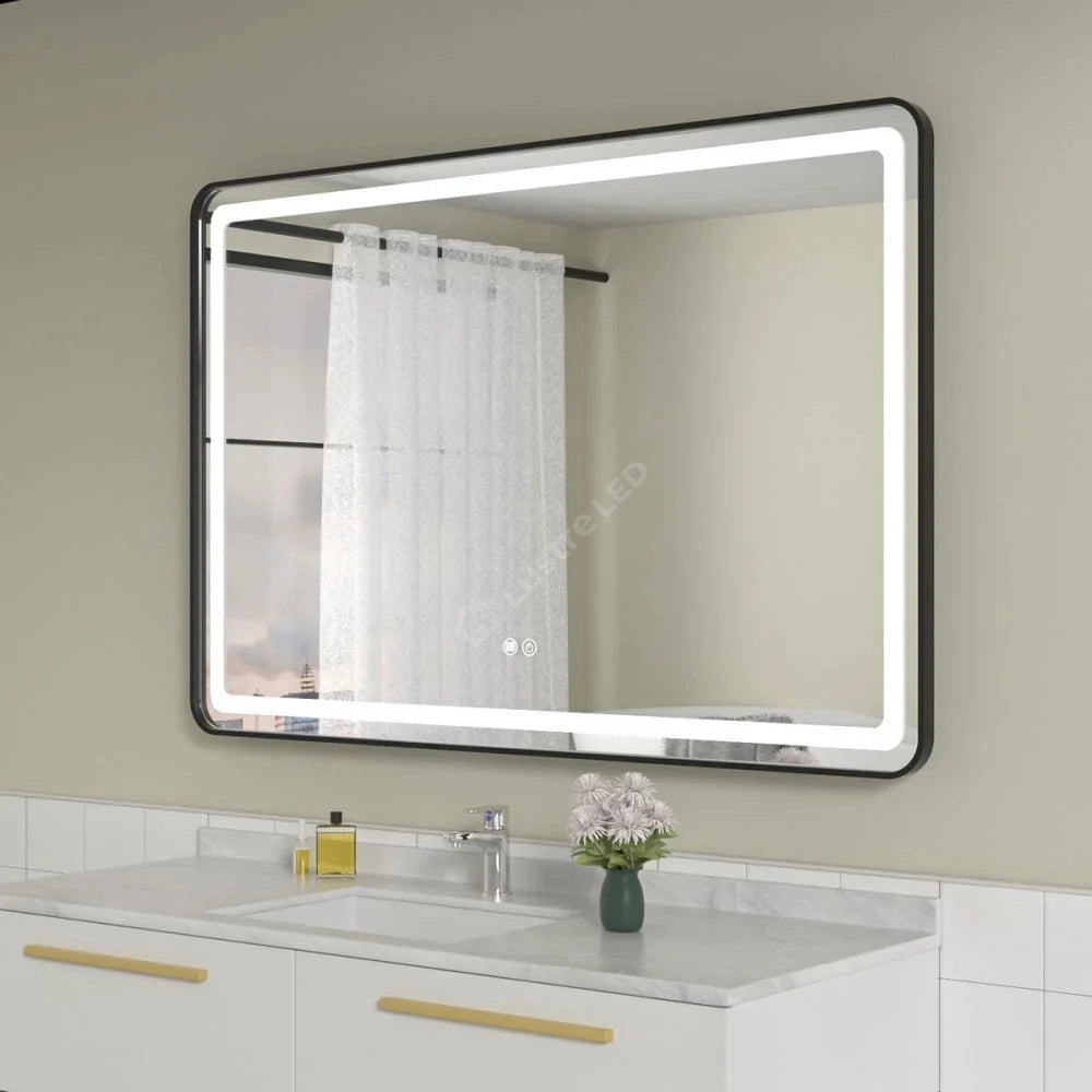 Oglinda LED Zed Rectangle Black 120x80CM 3 Lumini Dezaburire si Touch