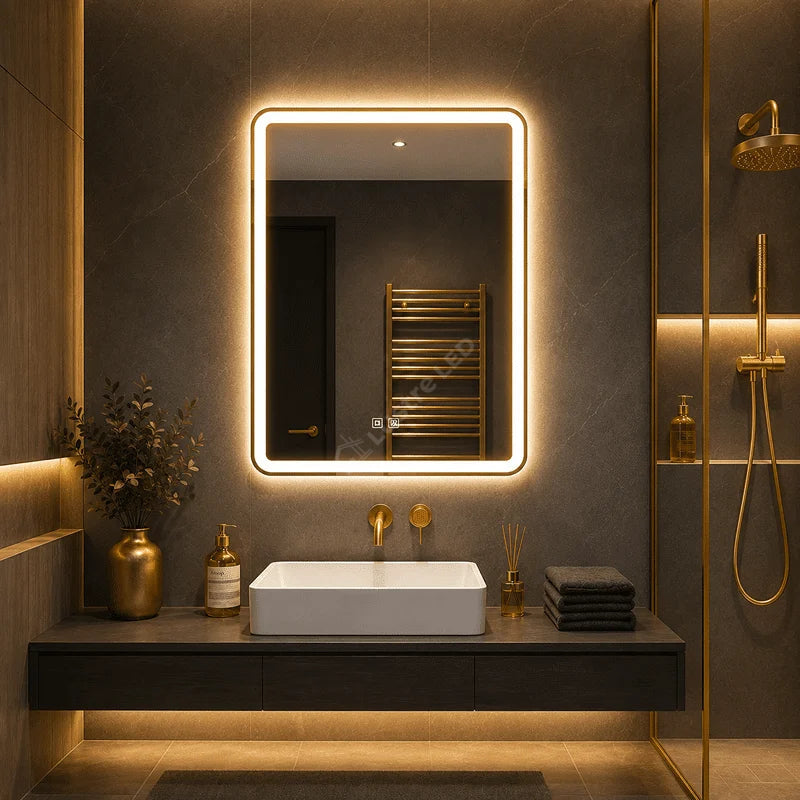 Oglinda LED Zyd Rectangle Frameless 3 Lumini Dezaburire si Touch