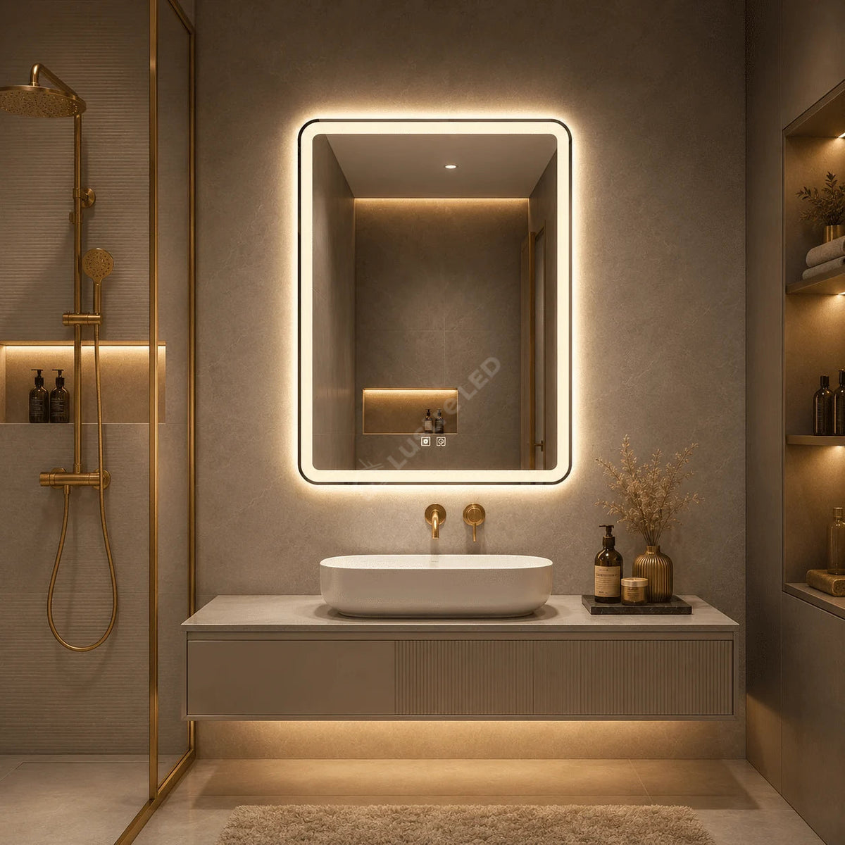 Oglinda LED Zyd Rectangle Frameless 3 Lumini Dezaburire si Touch