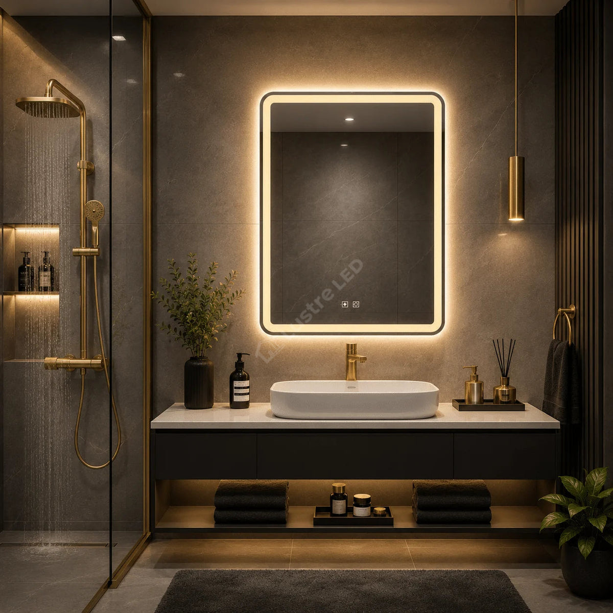 Oglinda LED Zyd Rectangle Frameless 3 Lumini Dezaburire si Touch