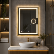 Oglinda LED Zygo Rectangle Gold 60x80CM 3 Lumini Dezaburire Lupa Cosmetica si Touch