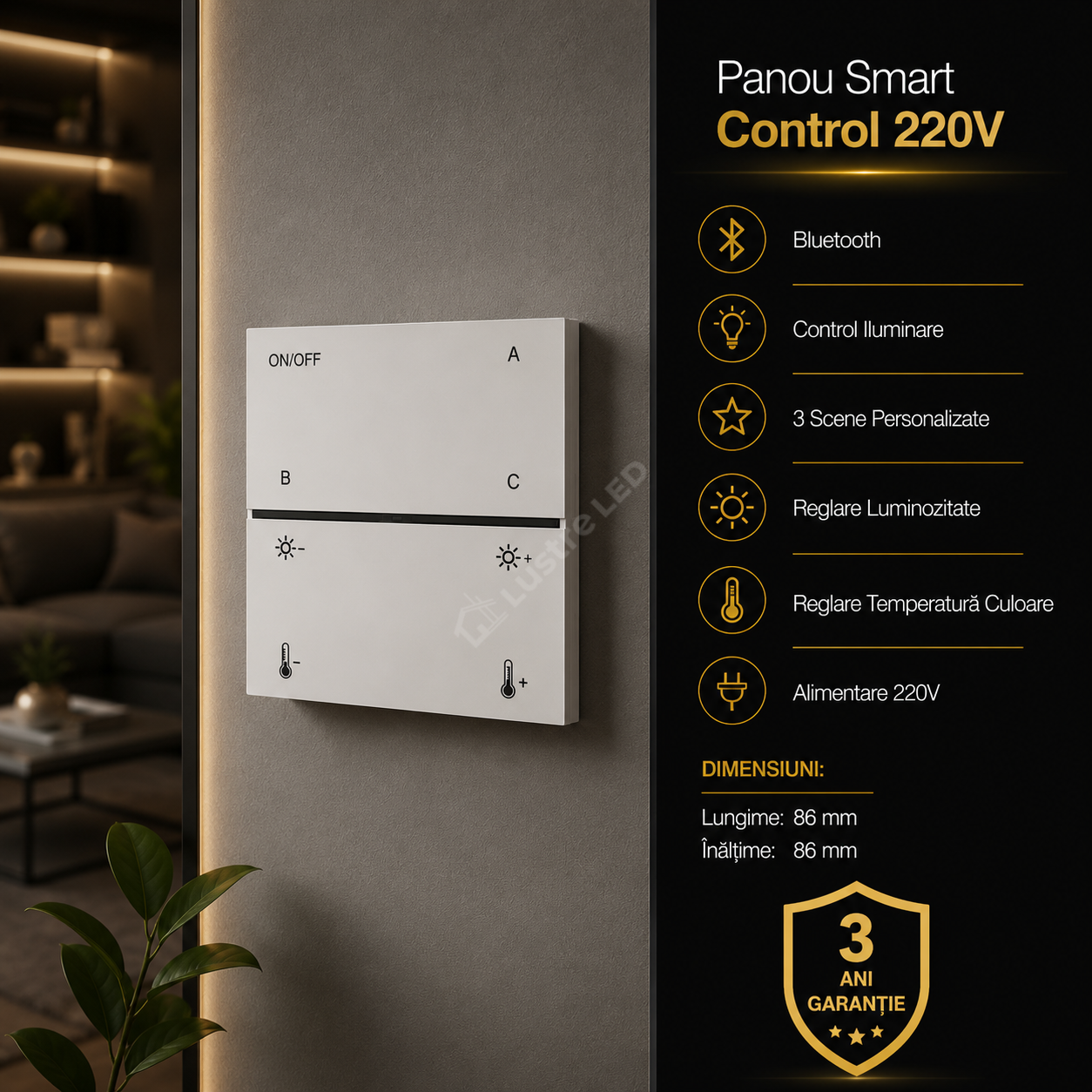Panou de Control Smart AIR BASE White Premium | 220V & Bluetooth