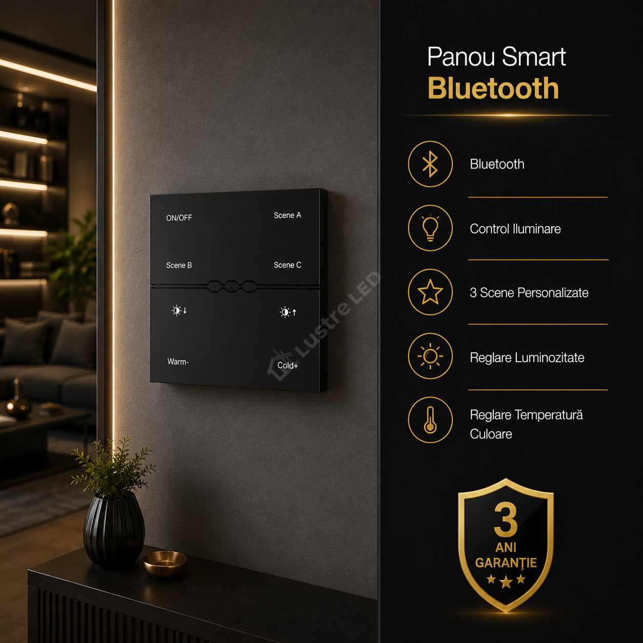 Panou de Control Smart Wireless AIR BASE Black Premium | Bluetooth