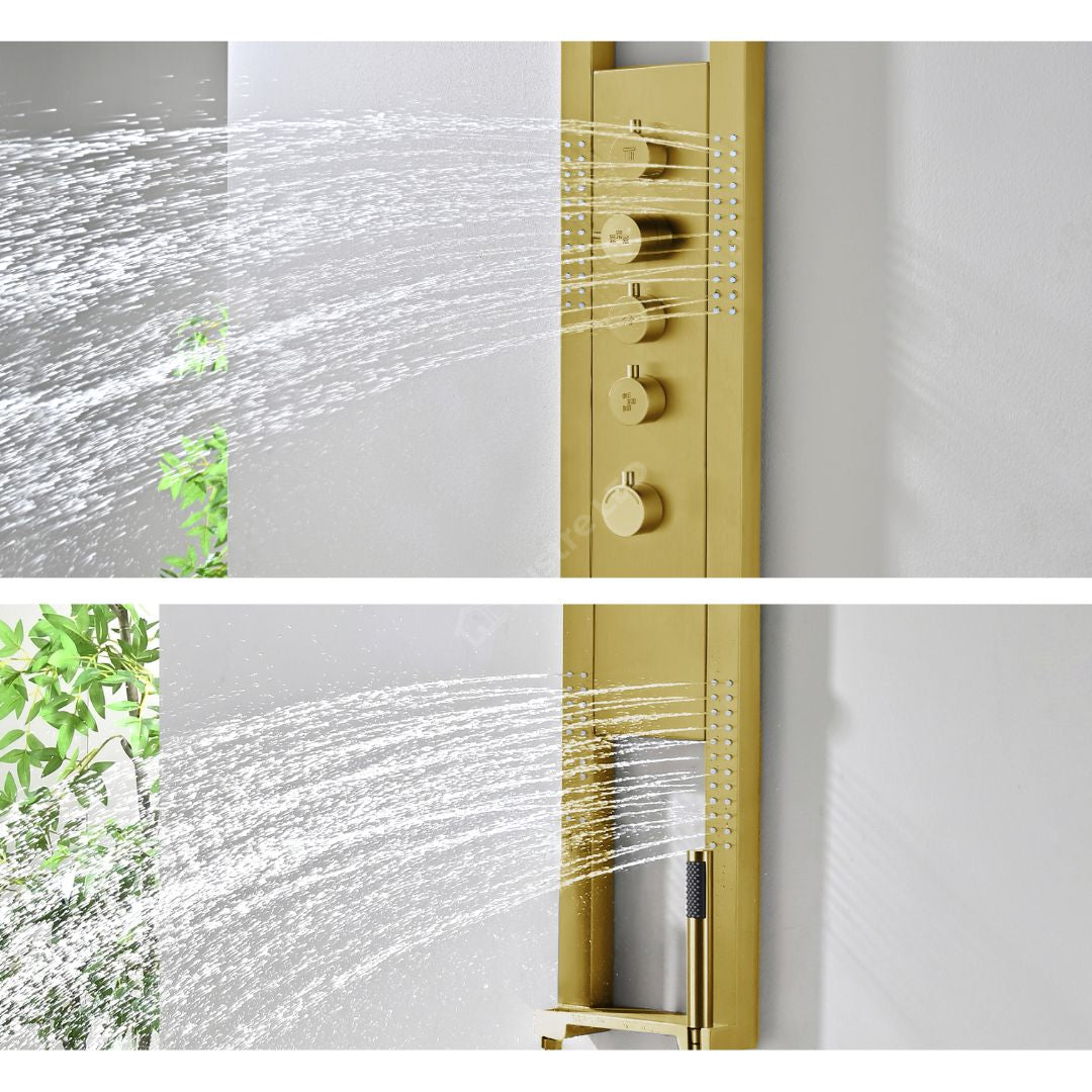 Panou de Dus Premium AquaNova Pro Gold - Design Slim, Masaj, 144CM