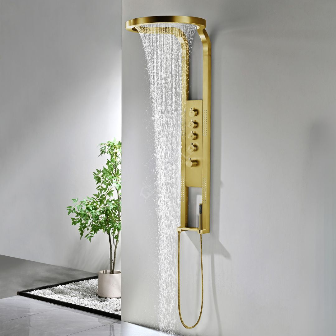 Panou de Dus Premium AquaNova Pro Gold - Design Slim, Masaj, 144CM