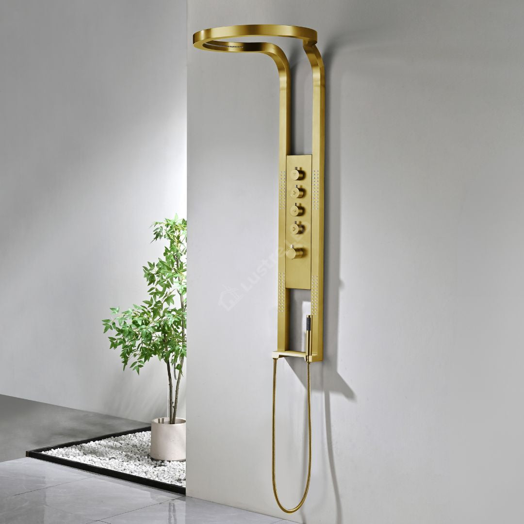 Panou de Dus Premium AquaNova Pro Gold - Design Slim, Masaj, 144CM