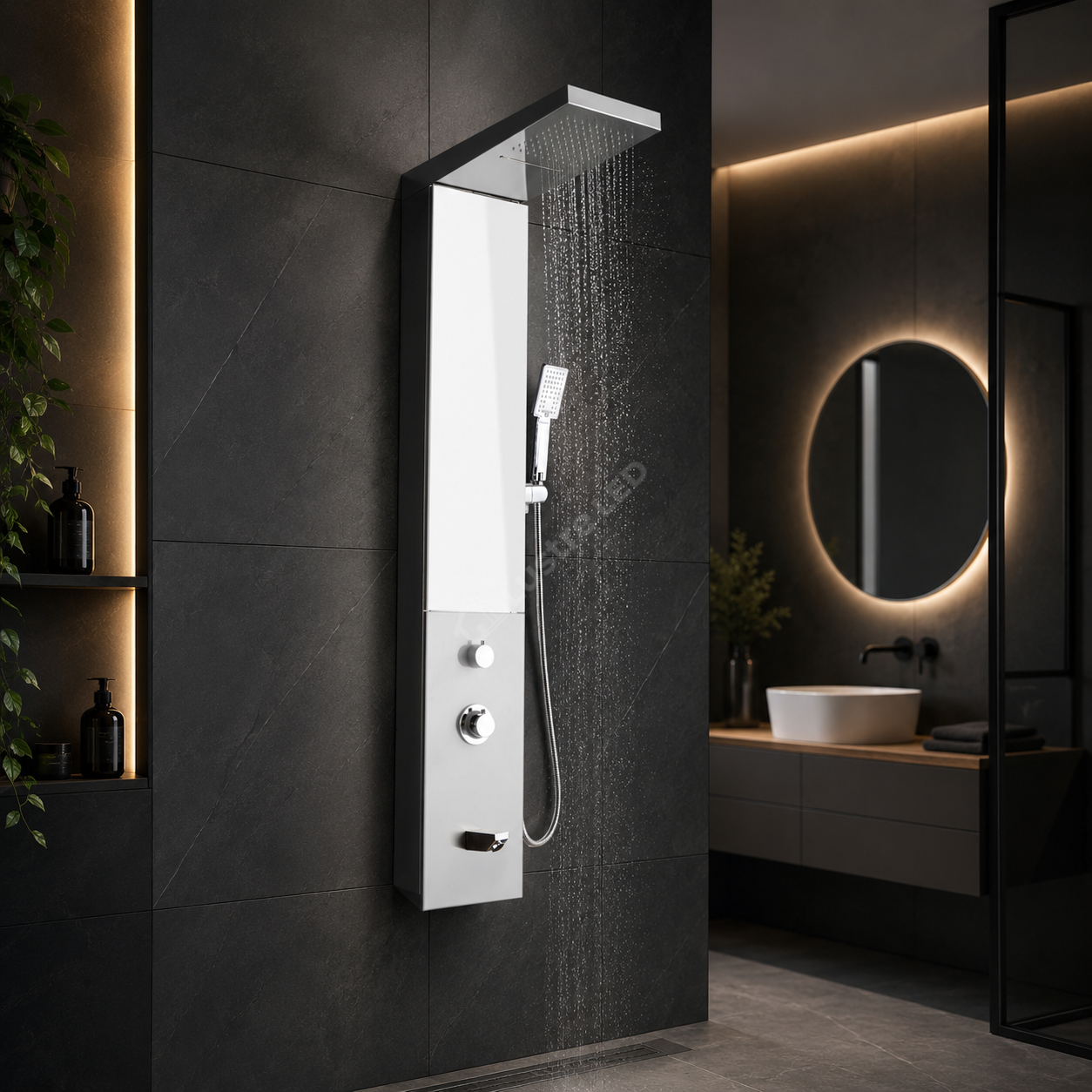 Panou de Dus Premium AquaShine Chrome - Cascada, Ploaie, Oglinda