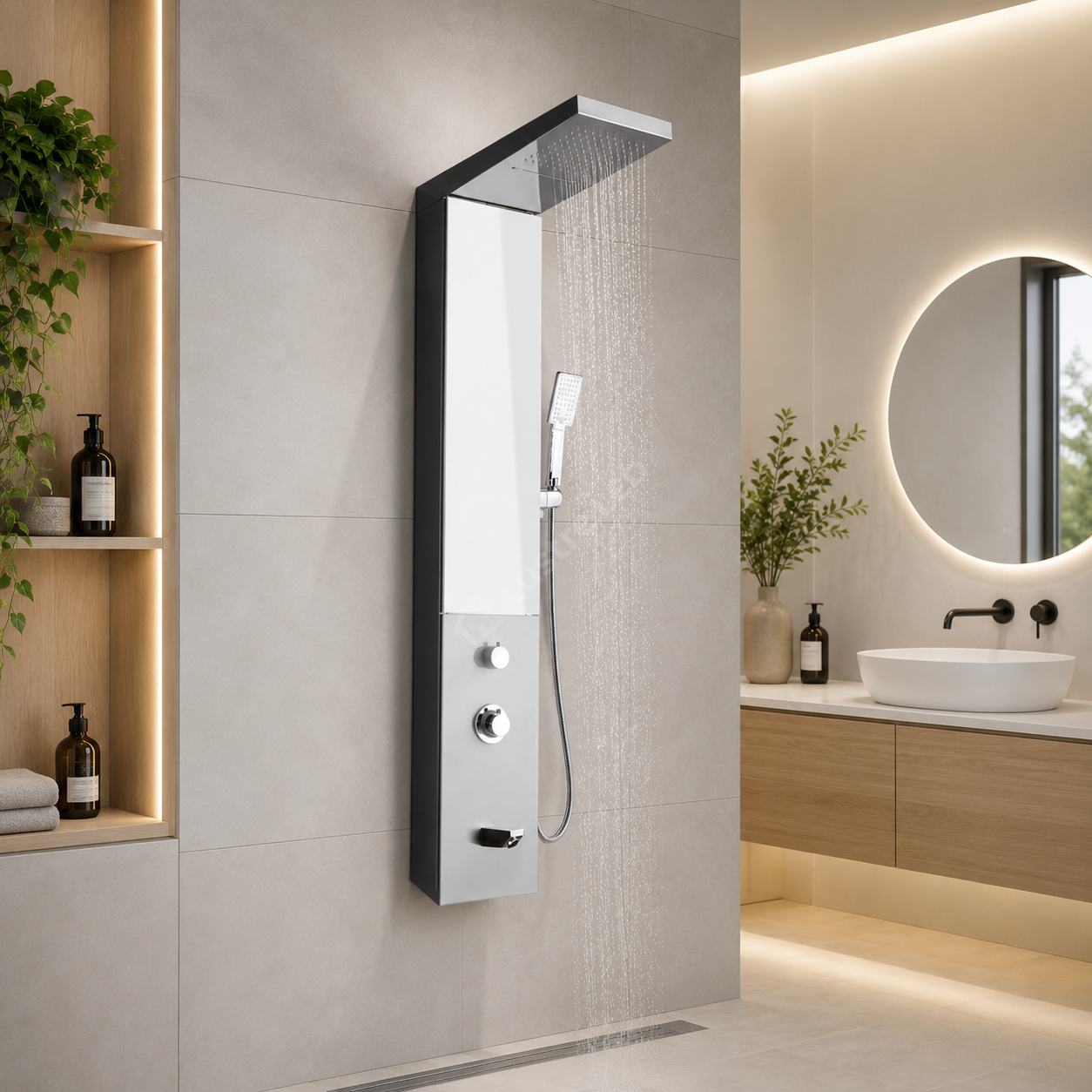 Panou de Dus Premium AquaShine Chrome - Cascada, Ploaie, Oglinda