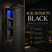 Panou de Dus Premium AquaVision Black - Afisaj Digital, LED, Hidromasaj